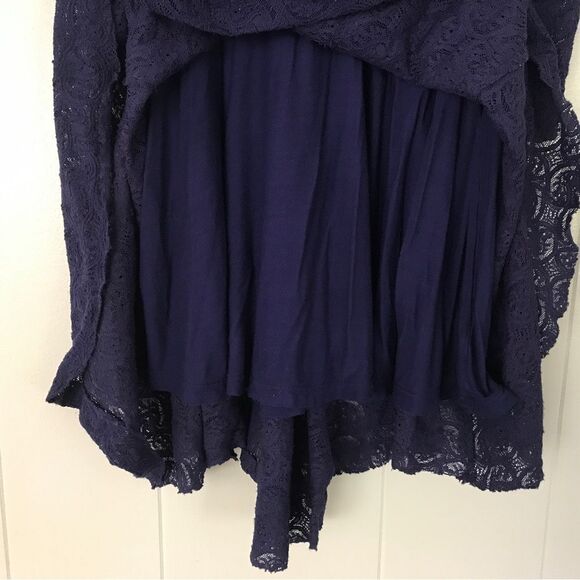 Free People Katya Paisley Lace Blue Asym Dress (S) - Picture 11 of 12